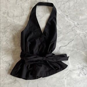 Black Zara Halter Top with Bow Detail